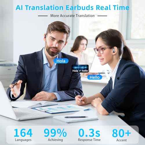 AI Translation Earbuds Real Time,Translation Earbuds with Audio and Video Calls,164 Language Translator Earbuds Audifonos Traductores Ingl?s Espa?ol,Bluetooth Headphones for Business/Learning/Travel