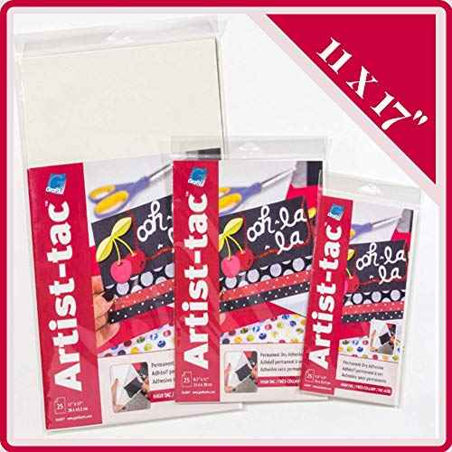 Grafix Artist-Tac Dry Transfer Adhesive Dots - 11"x17" Sheet of Permanent Micro Adhesive Dots are A Quick, Mess-Free Mounting Option for Arts,Papercrafts,School Projects,Stationary,Pack of 25 Sheets