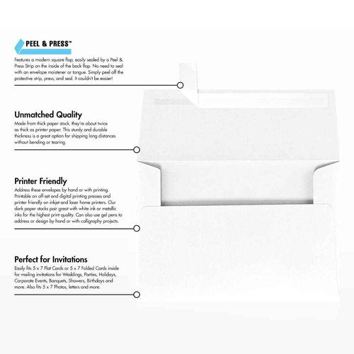 A7 Invitation Envelopes (5 1/4 x 7 1/4) - White Linen (250 Qty.)
