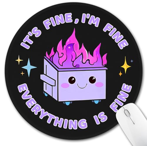 Hancynir Funny Mouse Pad for Desk - Purple Dumpster on Fire Round Mousepad