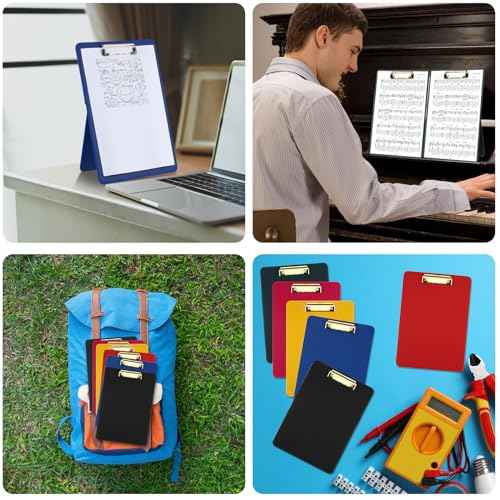 ReliThick 6 Pcs Magnetic Standing Clipboard Paper Holder Stand PU Leather Desktop Document Holder Foldable Clip Board with Magnetic Back and Metal Clip for Drawing Painting Desk Office