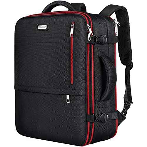 Mogplof Carry on Backpack for Men, 19.5"x14"x6" Expandable Travel Backpack Flight Approved, Extra Large Backpack Suitcase, Water Resistant Luggage Backpack Fit for 17 17.3 Inch Laptop, Black