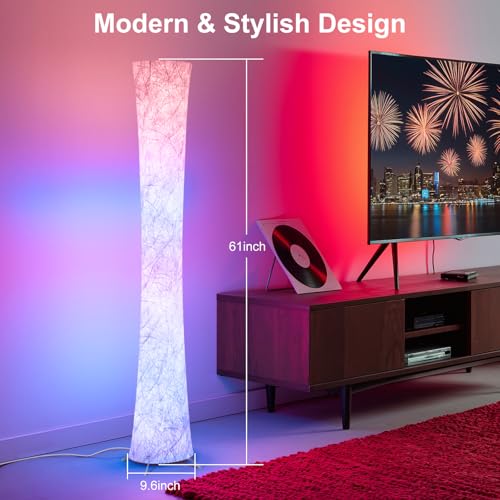 World Win 61'' RGB Corner Floor Lamp with Hourglass Shade - Round Version
