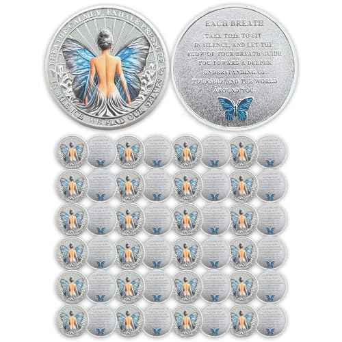 Bulk Pack of Butterfly Sobriety Coins - Inspirational AA Medallions - Women's Addiction Recovery Coins - Alcoholics Anonymous Sobriety Gifts(50Pcs)