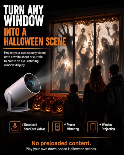 Halloween Window Projector with WiFi & Bluetooth, Black with Curtains