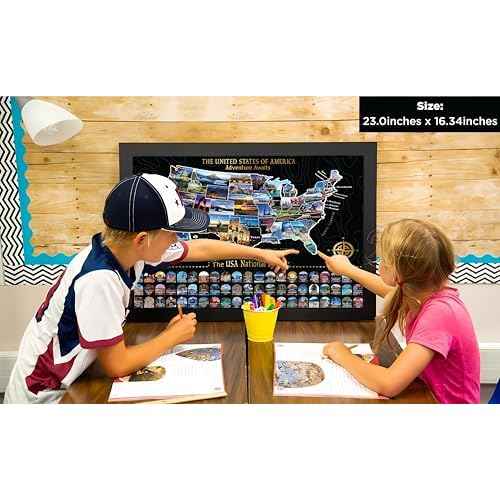 Large Scratch Off Map of United States + All 63 US National Parks Scratch Off Poster, Journal Gifts for Travelers