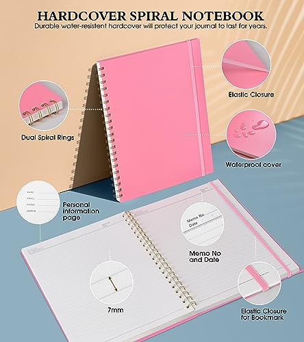 Pink Spiral Notebook Journal 8.5”x11” A4 Large College Ruled 100 GSM Paper - UEBZFOCS