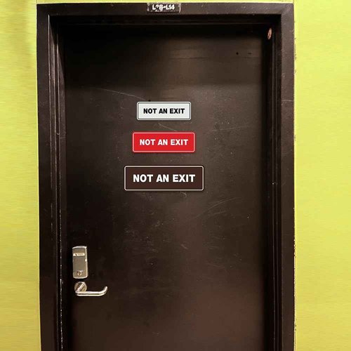 All Quality Standard Not an Exit Wall or Door Sign - Durable Material | Double-Sided Foam Tape | Silver - Small (10 Pack)