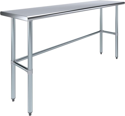 Regine Switzerland 72″ × 18″ Stainless Steel Work Table - NSF Certified Narrow Prep Table for Kitchens & Labs