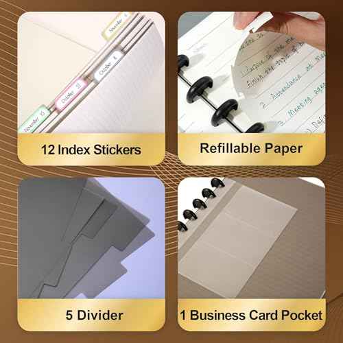 Yoment 2 Pack Discbound Notebook Refillable 5 Subject Notebook 8.6" x 12" Customizable Spiral Journal with Removable Pages 120 Disc Planner with Dividers & 12 Tabs for Work Meeting School
