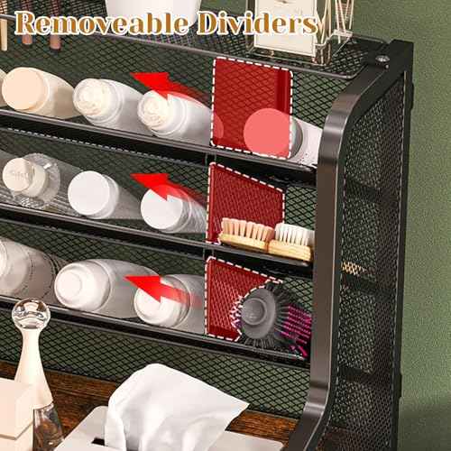 6-Tier Rolling Bathroom Storage Cart with Mesh Drawer, Metal Utility Cart with Lockable Wheels for Towels, Toiletries, and Cleaning Supplies, Organization Cart for Bathroom, Kitchen, Laundry