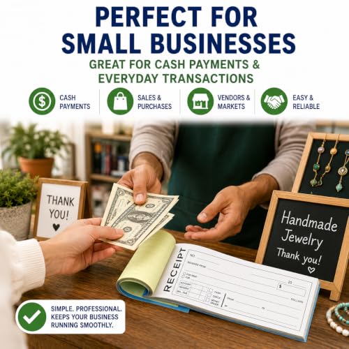 PitLite Money & Rent Receipt Book 2-Part Carbonless, 50 Sets for Landlords & Small Biz