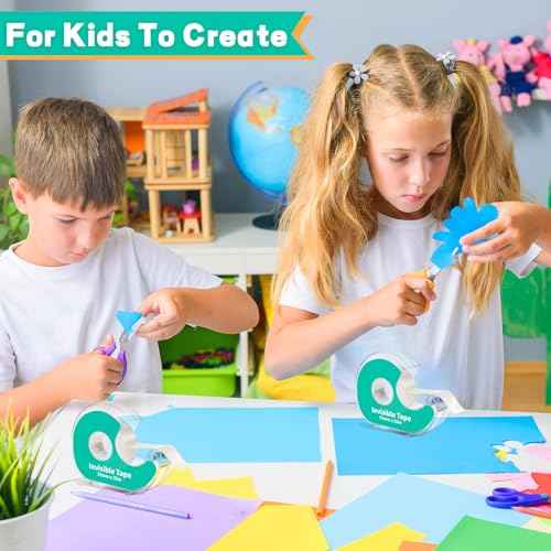 6 Invisible Clear Tape, Transparent Tapes with Refillable Dispenser, 3/4 X 1000 Inches Frosted Writable, Clear Tape Refill Rolls for Gift Wrapping, Home, School Office Supplies