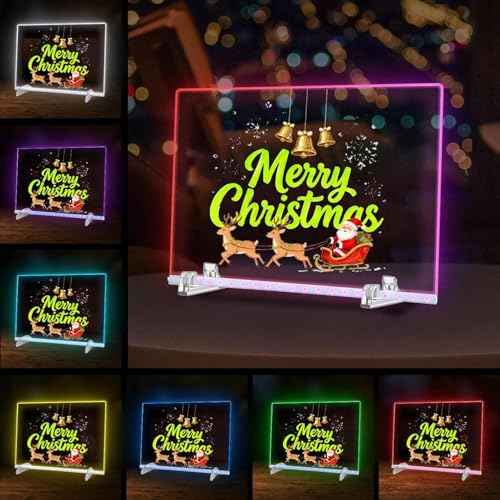 LED Note Board with 7 Colors, 11.8"x7.9" Acrylic Dry Erase Board with Light, 4 Modes Led Drawing Writing Board for Kids with 7 Marker Pen, Light up Message Board with Stand, Glow Rewritable Memo Board