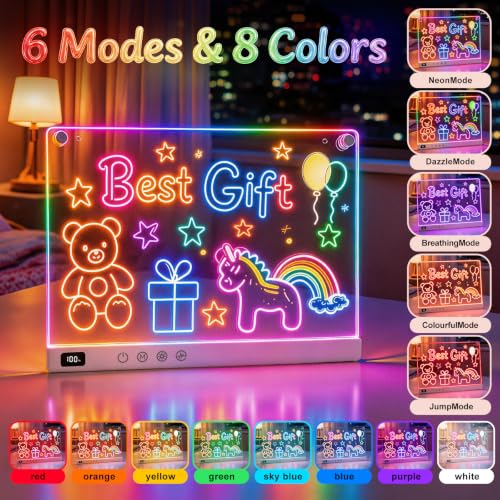 Signsxcel 17'' Rechargeable LED Drawing Board - White, Kids Art Gift