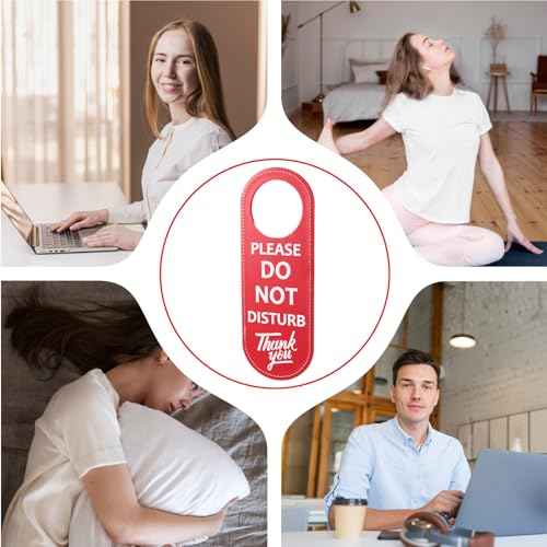 PU Leather Double Sided Please Do Not Disturb Sign, Do Not Disturb Door Hanger Sign, Door Knob Privacy Signs for Office Clinic Dorm Online Class Video and Meeting Session, 1 Pack