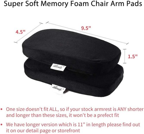 Aloudy Ergonomic Memory Foam Armrest Pads - Comfy Elbow Covers for Pressure Relief | Set of 2, Black