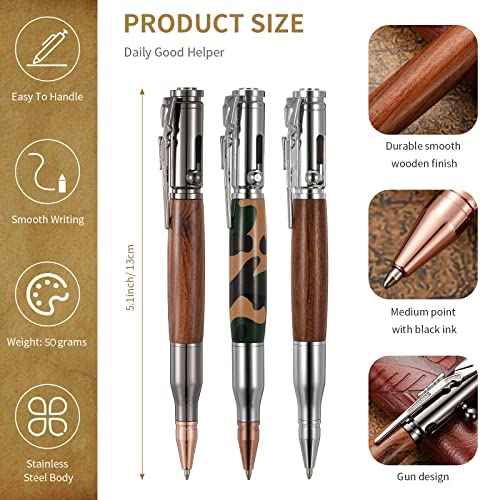 Crtiin Bullet Pens for Men Bolt Action Ballpoint for Gun Lover with Pen Gift Box and Black Ink Refills Father's Day Thanksgiving Day Christmas Office Decor Gift