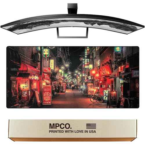 MPCO. Neon Large Gaming Desk Pad - 36" x 17" Duraglyde Fabric Nightlife Desk Mats - Non-Slip, Washable, Smooth Glide for Precision Gaming & Work