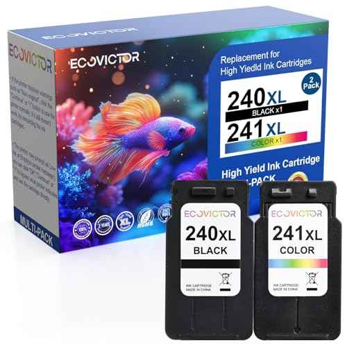 Remanufactured Ink Cartridge Replacement for Canon 240XL 241XL Combo Pack PG240 CL241 for PIXMA MG3620 TS5120 MG3520 MG3220 MG2120 MG4220 MX392 MX452 MX522 Printer (Black Color, 2 Pack)