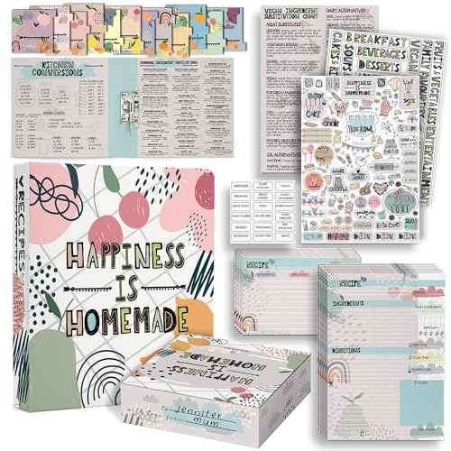 118 pc, 8.5"x11" 3-Ring Recipe Binder Organizer Kit to Write Your Own Recipes Binder Kit with Cards, Dividers, DIY Recipe Binder Cookbook, Protective Sleeves, Recipe Box, Cards & Labels