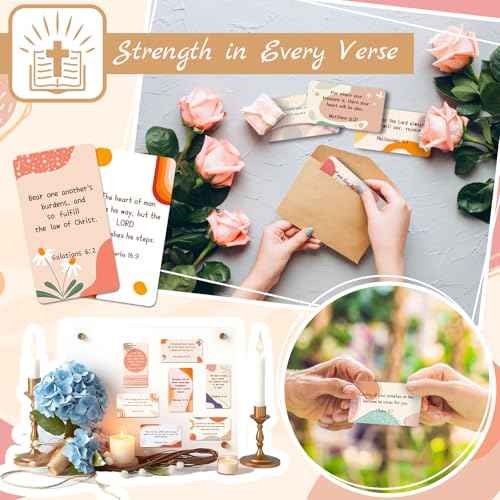 200 Prayer Cards, Bible Verse Cards Boho Theme Scripture Card for Women Men Kids, Mini Christian Encouragement Card Bible Gifts Inspirational Prayer Board Supplies