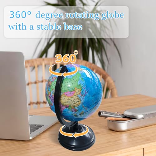 6-inch Kids Educational World Globe with Stand - Rotating Political Map for Classroom & Home Decor