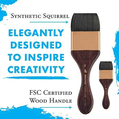 Princeton Artist Brush, Neptune Series 4750, Synthetic Squirrel Watercolor Paint Brush, Mottler, Size 2 Inch