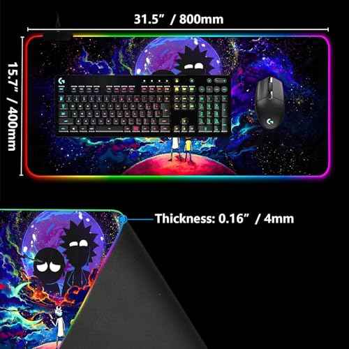 Large RGB Gaming Mouse Pad Anime Night Sky Space Stars Desk Pad,Mousepad Non-Slip Rubber Base with 12 Lighting Modes,Desk Accessories,Office Decor,Computer Keyboard Mat Soft Mouse Mat 31.5X15.7 inches