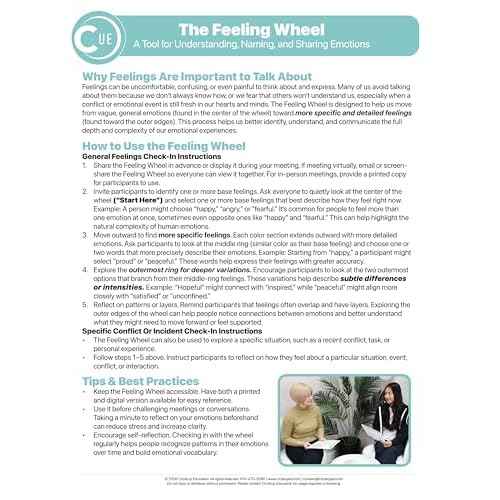 Circle Up Feeling Wheel 10-Pack ? Laminated SEL Emotion Chart Cards for Therapy, Counseling & Restorative Practices ? Emotional Awareness Tool for Educators, Social Workers & Office Use (10 Pack Teal)
