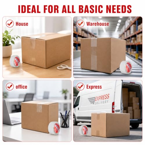 WanJiaoDing Heavy Duty Packing Tape 2 Rolls, Clear 2.7 Mil, 1.88" x 60Y - Refill for Shipping & Moving, Variation 2