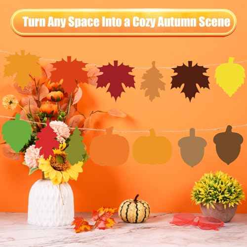 MixTeach 195 Pcs Fall Leaf Cutouts 4" Paper Leaf Cutouts Autumn Multiple Styles Maple Leaves Pumpkin Acorn Die Cut Classroom Decor for Thanksgiving Bulletin Board School Craft Party Wall Decoration