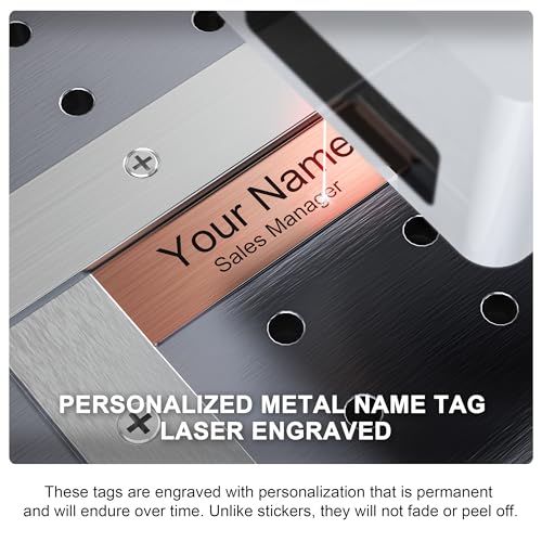 Personalized Engraved Metal Name Badge with Magnetic Backing 2.8x0.8 - No Logo, 3-Line Engraving