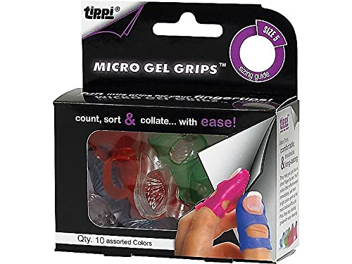 Tippi Micro-Gel Fingertip Grips, Size 7, Medium, Assorted, 10/Pack