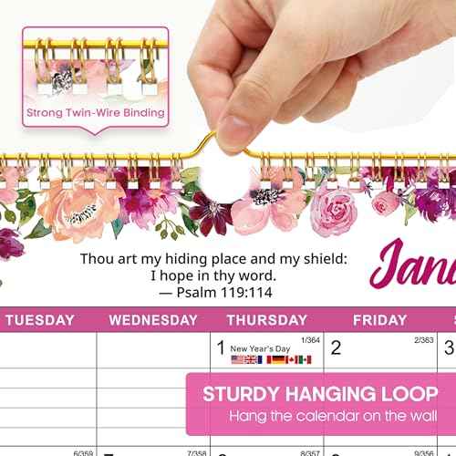 2026 Calendar, 18-Month Wall Calendar with Bible Verses, Runs from January 2026 to June 2027, Monthly Calendar 11.5" x 14.7" with Twin-Wire Binding, Perfect for Office, Home, or School - Psalm Theme