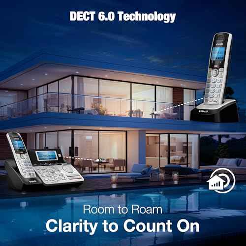 VTech 2-Line Cordless Phone for Small Business or Home with Answering System and Mailbox on Each Line, Caller ID/Call Waiting, Intercom, Hearing Aid Compatible | DS6151 (Black/Silver)
