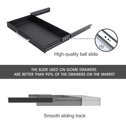 GOME Large Size Under Desk Slide out Pencil Drawer with Adjustable Space Divider Design for Storing Pencil and Office Accessories, Underdesk Pull out Tray Organizer Mounted for Sit Stand Workstation