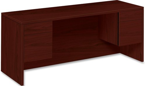 HON 10543NN 10500 Series Kneespace Credenza with 3/4-Height Pedestals, 72w x 24d, Mahogany