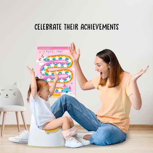 Potty Training Reward Chart for Kids - Unicorns & Castles x 10 pcs - Potty Training Chart for Girls - Routine Calendar - Sticker Board - Train to Poop - Toddler Schedule Chart by Central 23
