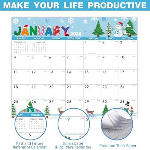 2026 Calendar - Magnetic Calendar for Refrigerator, Jan.2026 - Dec.2026, 8" ¡¿ 10", 2026 Magnetic Refrigerator Calendar, Tear-off Pad, Blocks with Julian Dates - 12 Different Themes