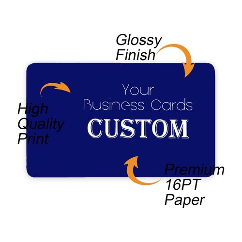 Personalized Business Cards Custom in Bulk with Rounded Corners - Design Logo Name Any Text, 16pt Glossy or Matte (500 to 10,000 Packs)