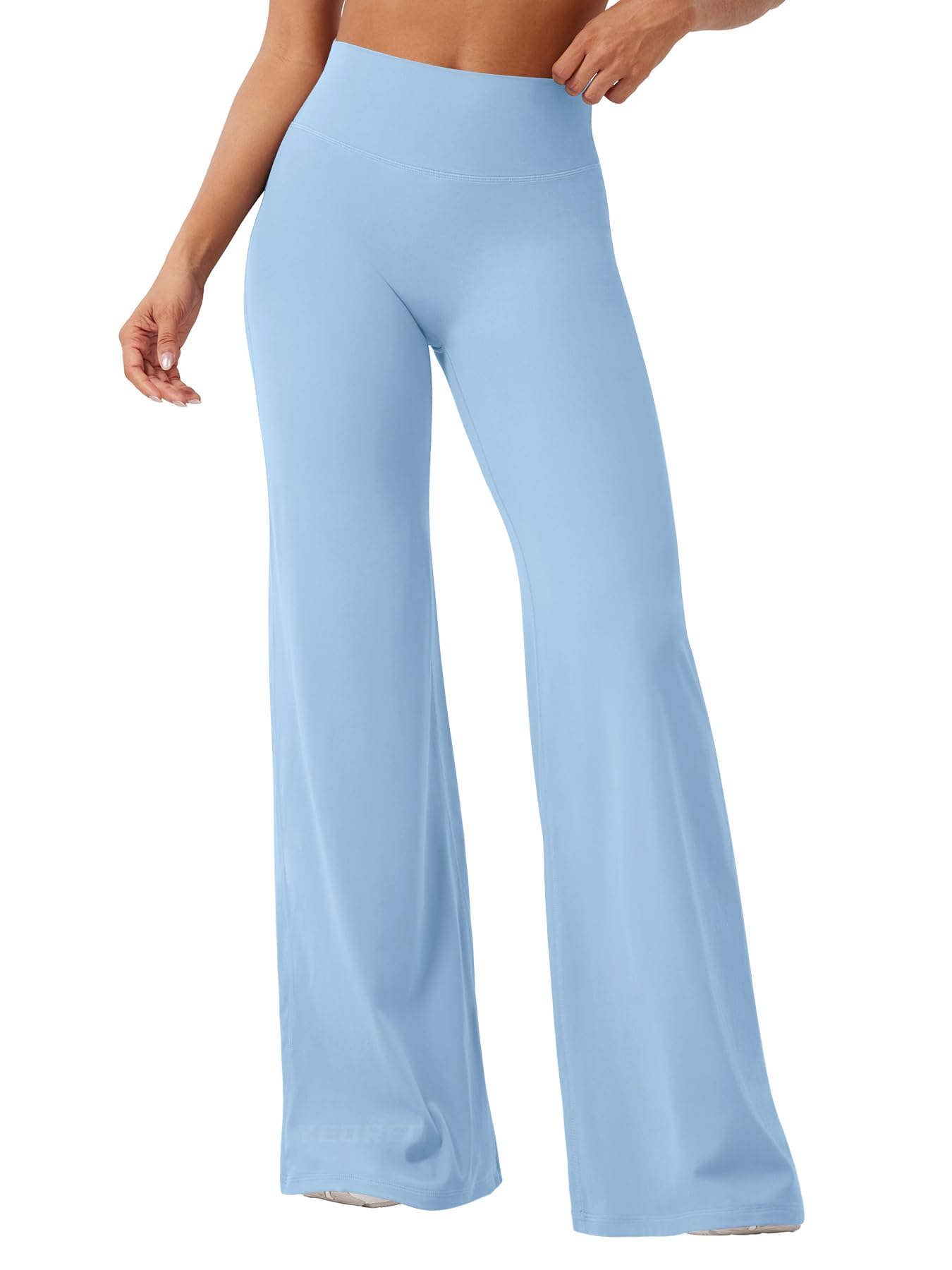 YEOREO Workout Leggings Womens No Front Seam Straight Leggings 35" High Waist Buttery Eddiy Gym Yoga Pants Airy Blue L