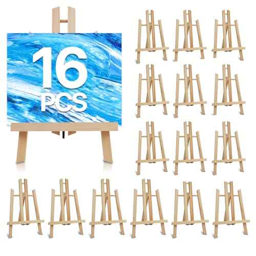 CONDA Tabletop Easel, Portable A-Frame Tripod Tabletop Easel Set for Painting Party & Displaying Canvases, Photos, Display Tripod Holder Stand for Students Kids Beginners£¨16 Pack 11.8 inch£©