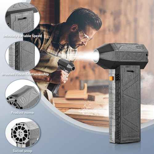 , Mini Jet Dry Blower, High Speed 200000RPM Stepless Adjustment, Type C Fast Charging Portable Duster Blower Super for Car, Cleaning, Camping, Pet Hair