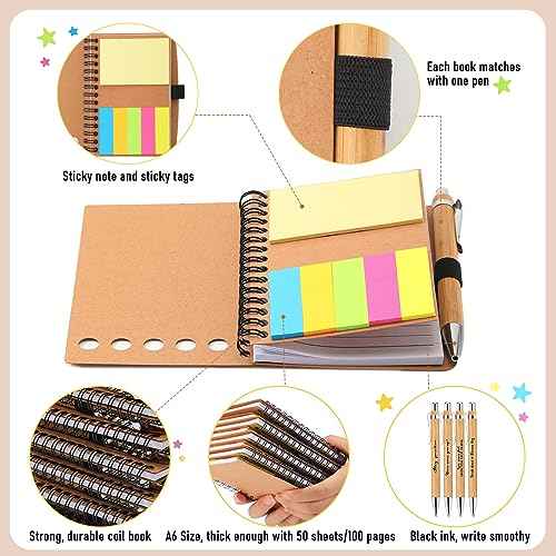 Tenceur 20 Sets Employee Appreciation Gifts Bulk - Inspirational Notebook with Sticky Note Pen for Nurse Practitioner Week Educational Support Professionals Extraordinary Work Team Recognition
