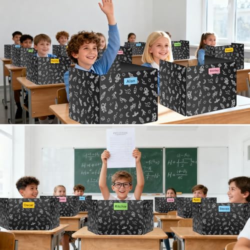 Ubenic 24-Pack Black Desk Dividers for Classroom – Privacy Shields, Tri-fold, Easy-Clean
