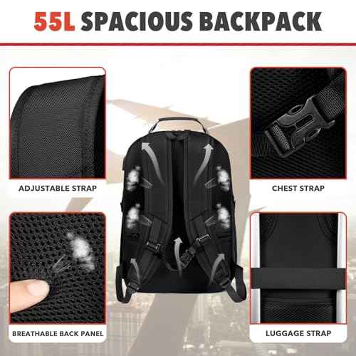 Z-MGKISS Extra Large Travel Backpack, 18.4"-19" Gaming Laptop Rucksack, TSA-Approved Anti-Theft Spacious Daypack for Work, Gym & College, Black