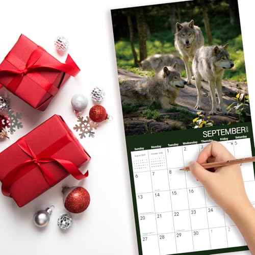 2026 Wall Calendar,Wolf Calendar 2026,Wolf Monthly Wall Calendar, 12" x 24" Open,Family Planner Calendar, Home & Office Organizer,Hangable