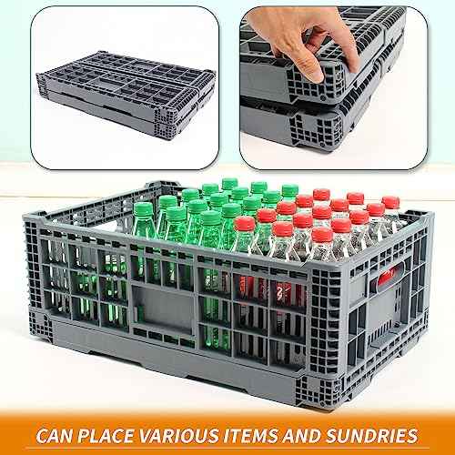 Collapsible Storage Bin Containe£¬52 Liter Transferheavy duty plastic storage box,milk crates heavy duty Transit storage of various items gray (1)