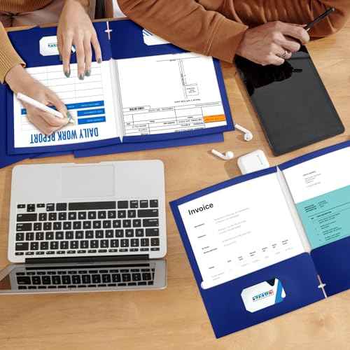 BIBRADAA¢ç 100 Packs Blue Folders,Paper Folder Surface with Waterproofing,Letter Size,Holds 100 Plus Sheets,for School,Office,Business. (100, Blue)